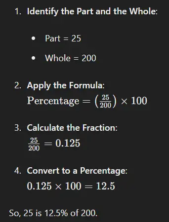 Percentage calculation Formula
